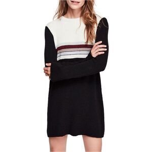 Free People Womens Colorblock Sweater Dress, black, M